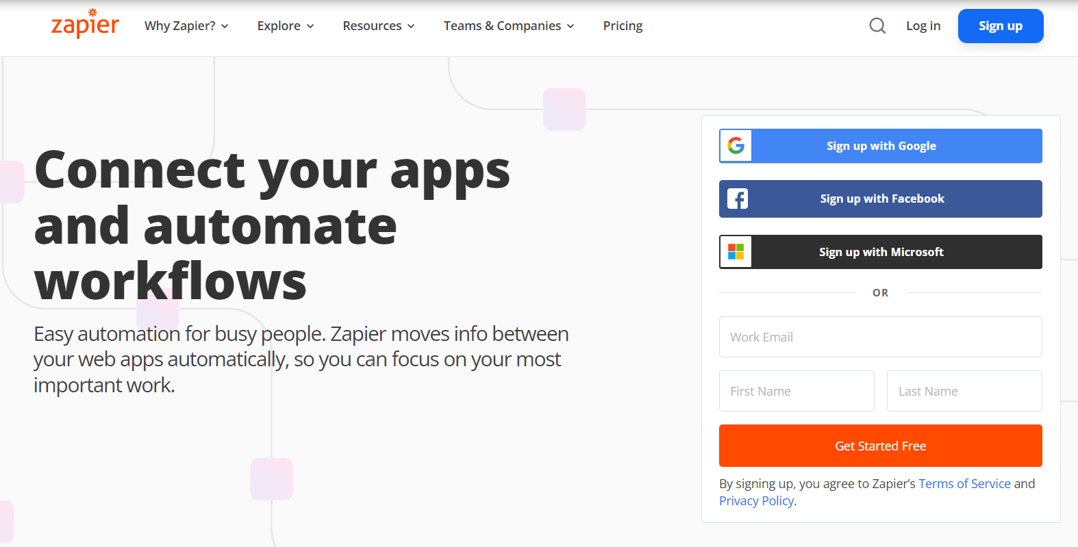 A screenshot of Zapier's website.