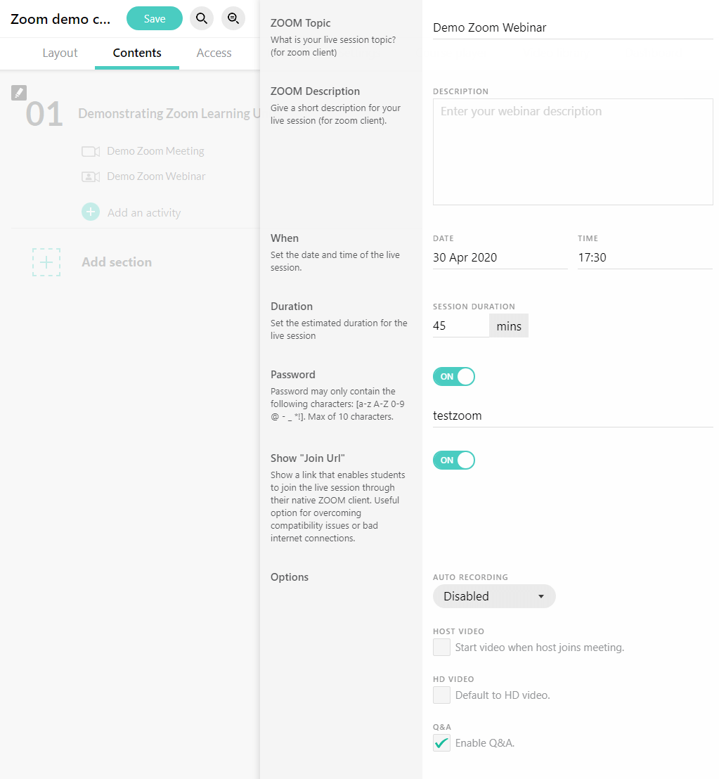 Zoom Settings