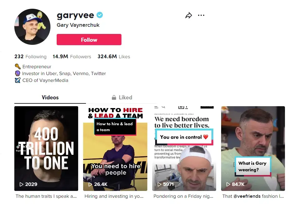 Gary Vaynerchuck TikTok account