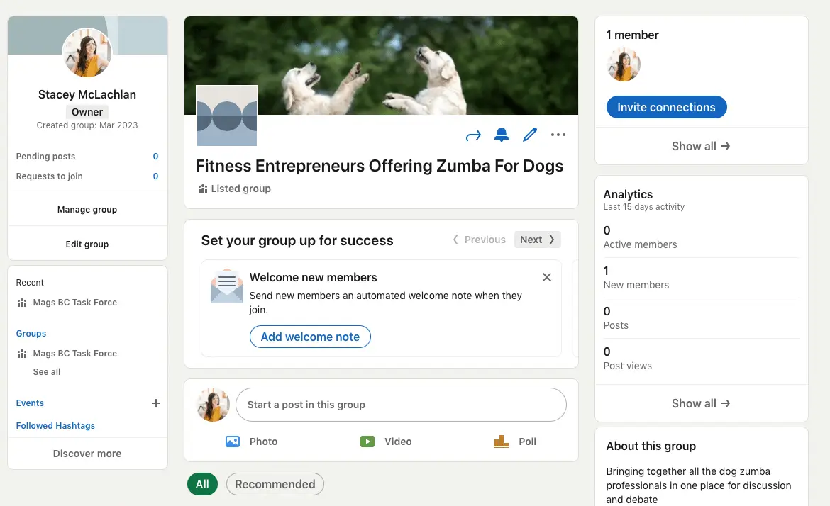 A screenshot featuring a LinkedIn Group example on the LinkedIn platform.