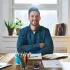 Man with beard sitting at his office