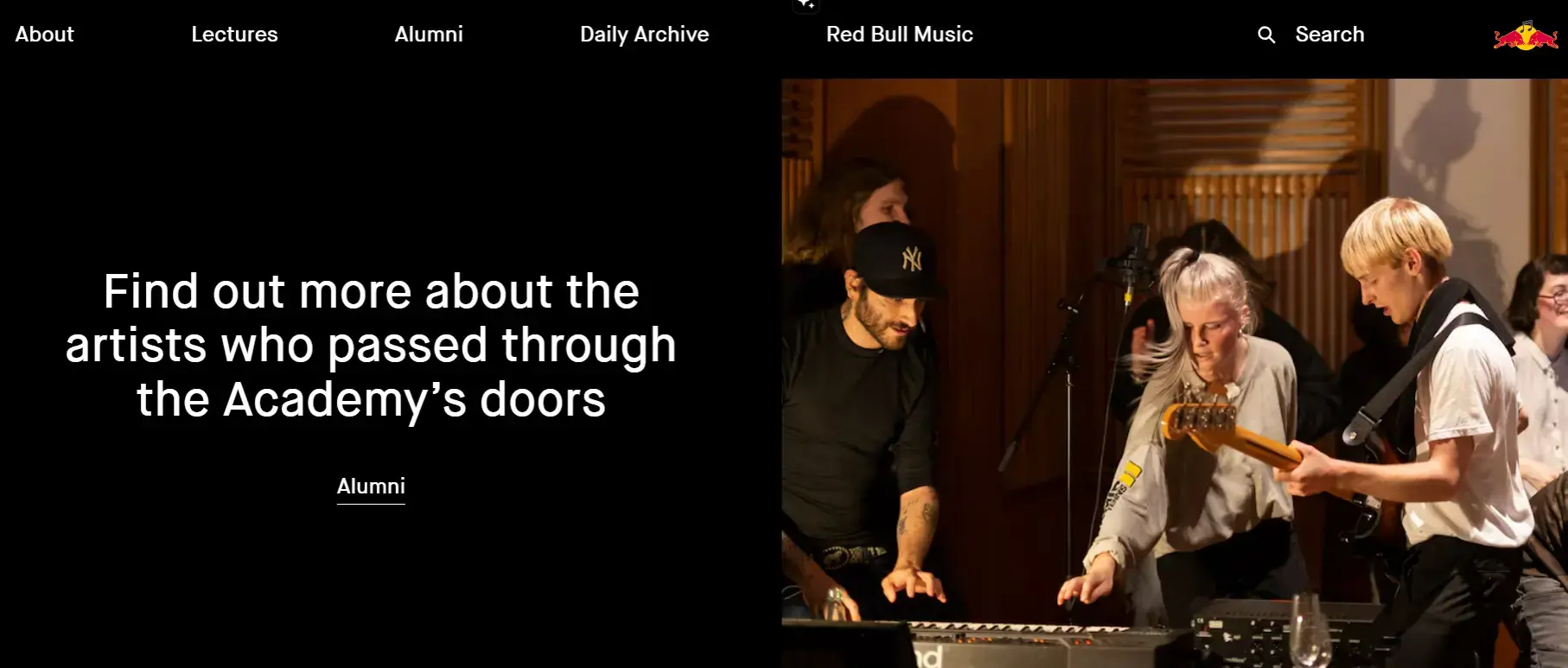 A screenshot showing a part of the Red Bull Music Academy's webpage.